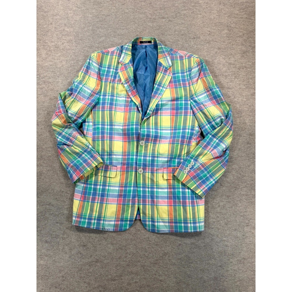 Saddlebred Blazer Jacket Mens 46 Pastel Plaid Single Breasted Sport Coat